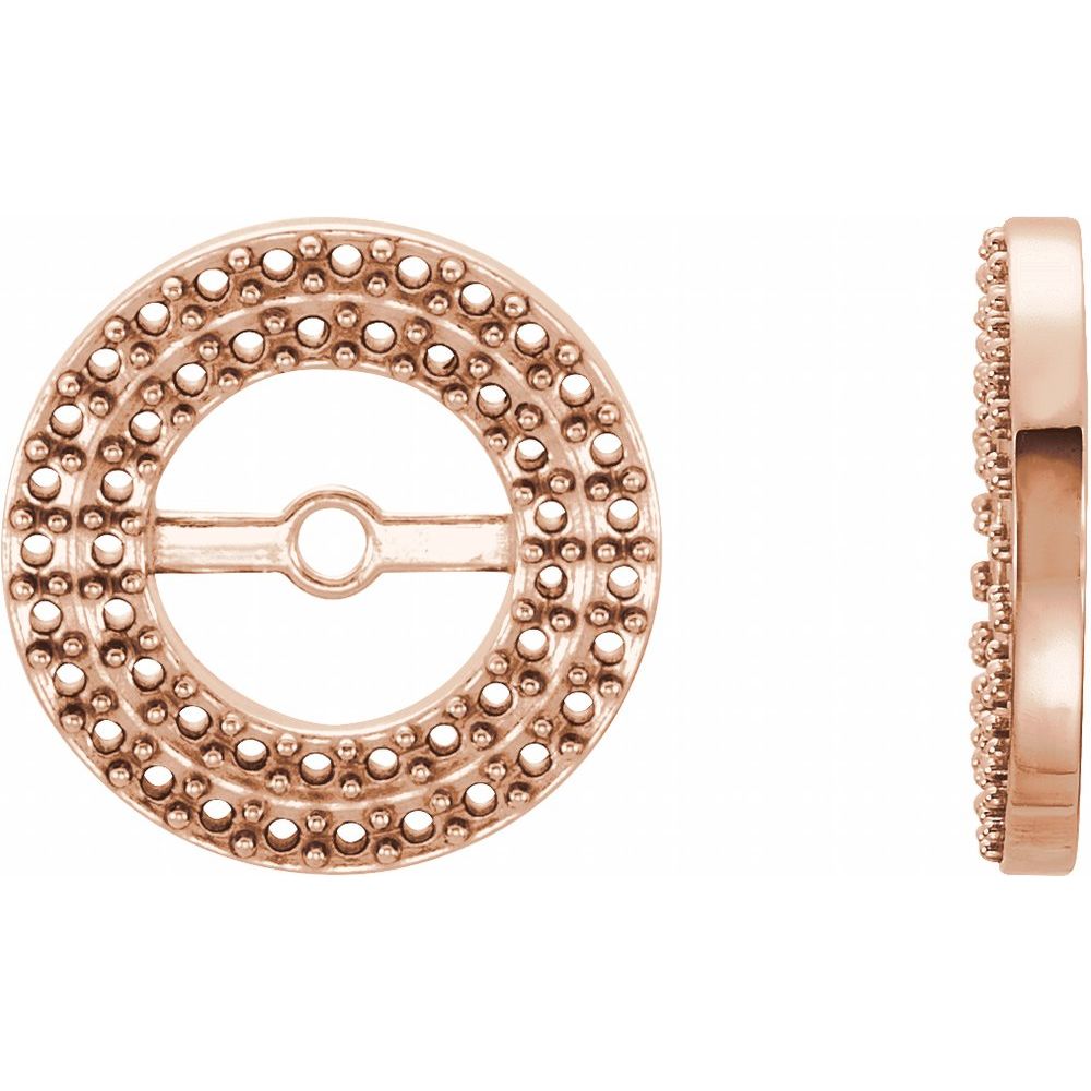 10k Rose Gold 0.9mm Round Shape 45-Stone Earring Mounting Jacket (Only One Piece Sold, Not the Pair, Mounting Only, Not All Stones Included)
