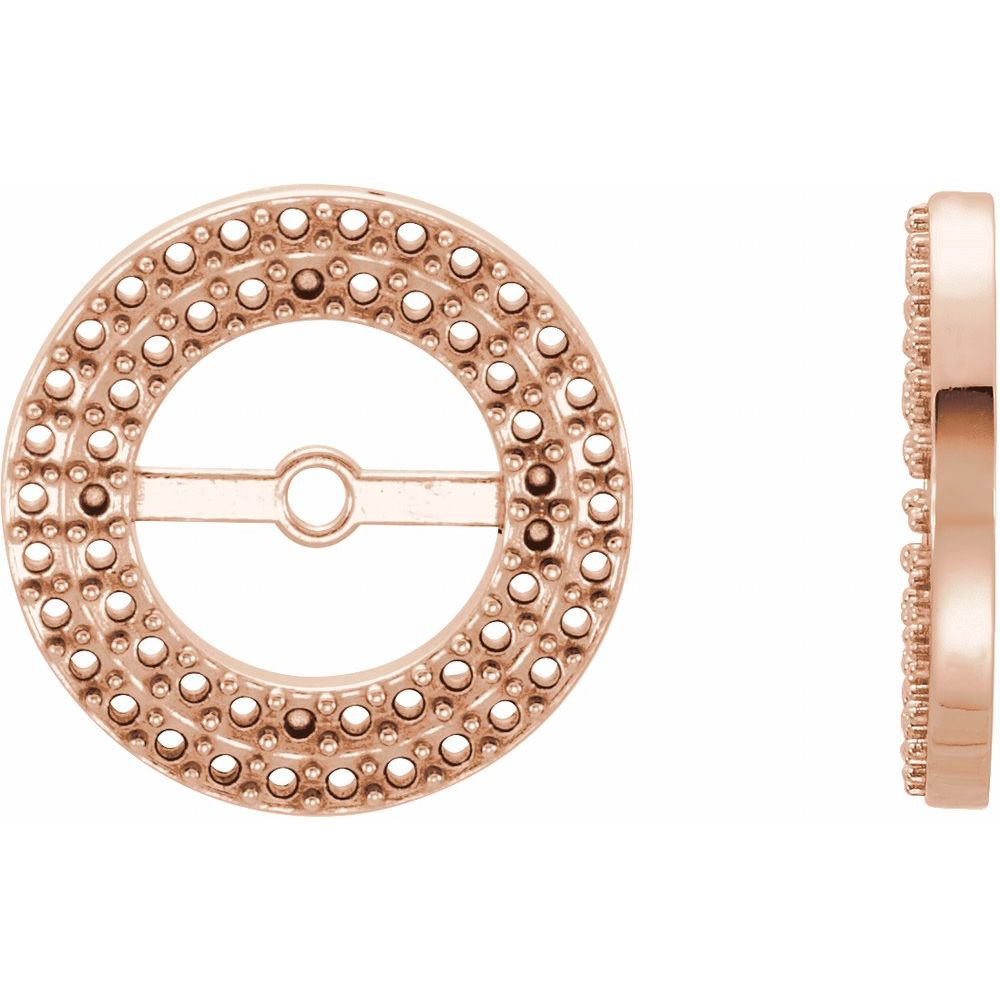 10k Rose Gold 0.9mm Round Shape 55-Stone Earring Mounting Jacket (Only One Piece Sold, Not the Pair, Mounting Only, Not All Stones Included)