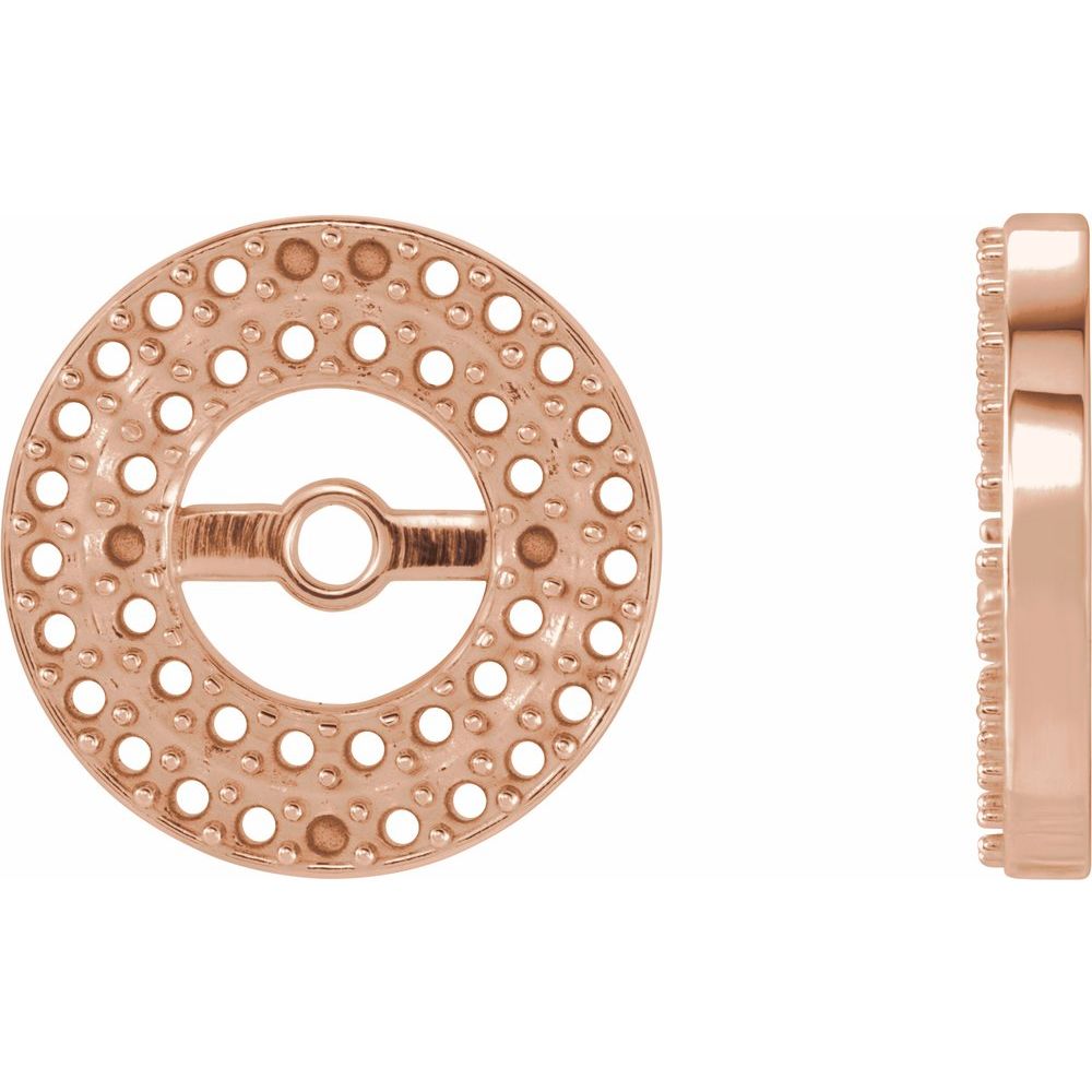 10k Rose Gold 0.9mm Round Shape 43-Stone Earring Mounting Jacket (Only One Piece Sold, Not the Pair, Mounting Only, Not All Stones Included)