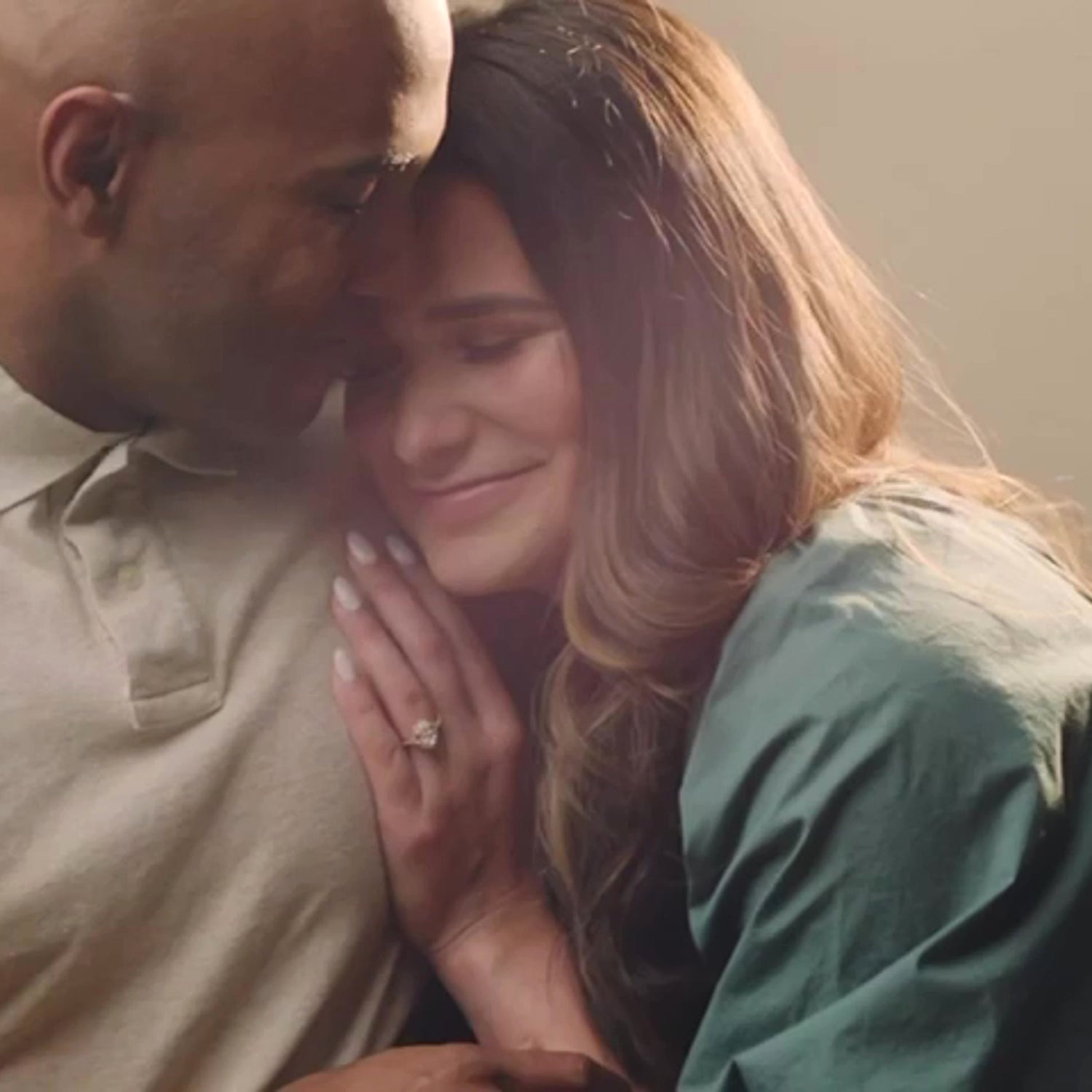 The Vow bridal collection — a warm, sunlit moment, jewelry in soft focus.